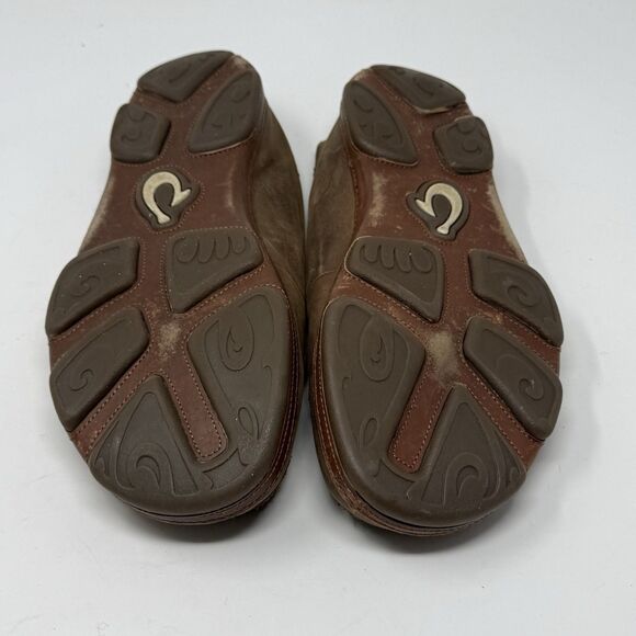 OluKai Moloa Shoes Mens 10 Brown Leather Slip On Moc Toe Casual Loafers